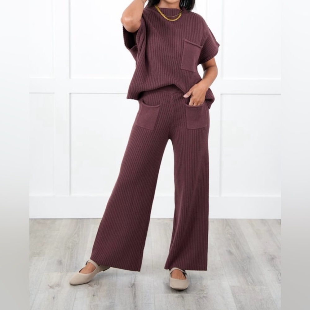 UMGEE SET Chocolate Brown Knit Ribbed